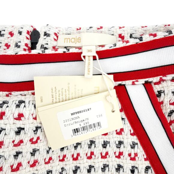 MAJE Irona Tweed Skort in Ecru, Red, & Navy FR36|S - Picture 5 of 10
